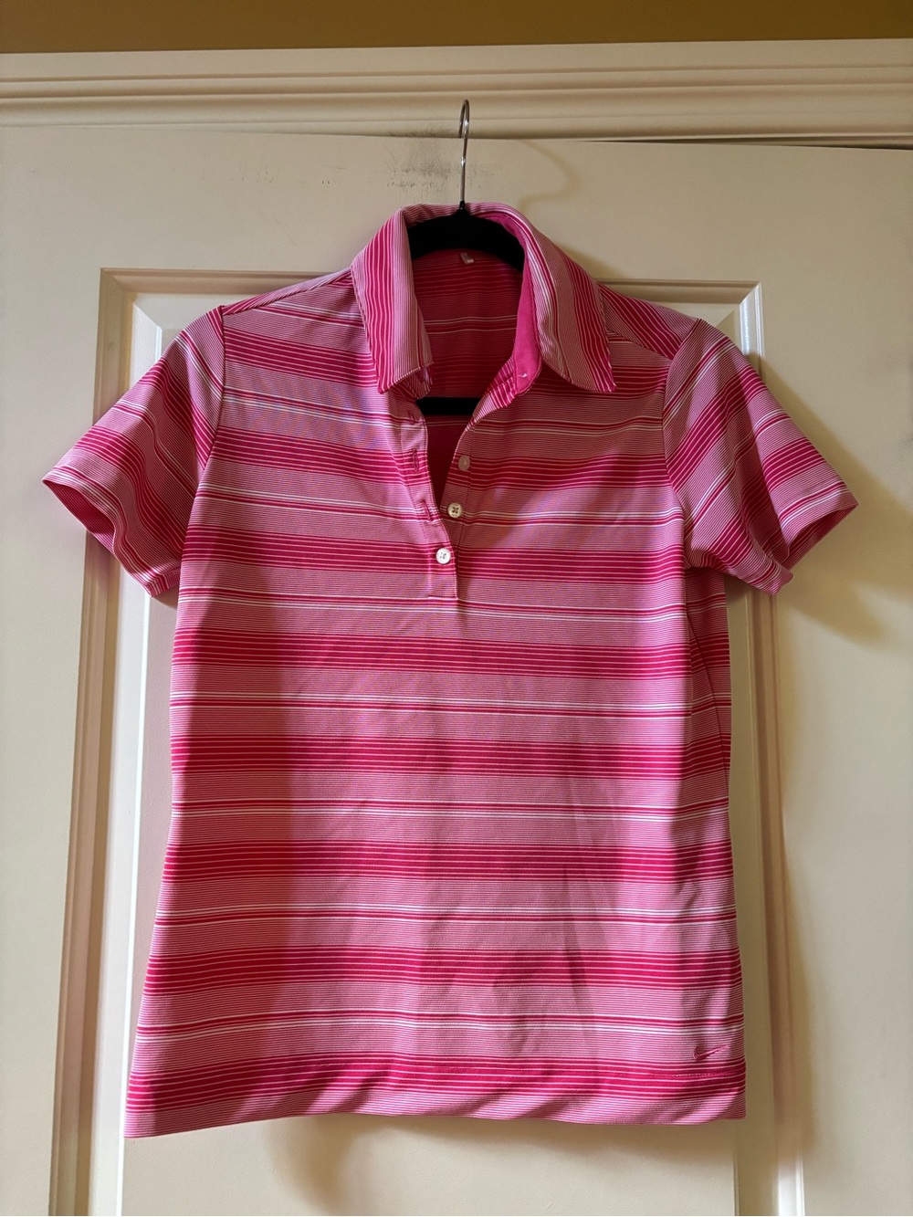 Nike Golf Pink Striped Dri-FIT Polo